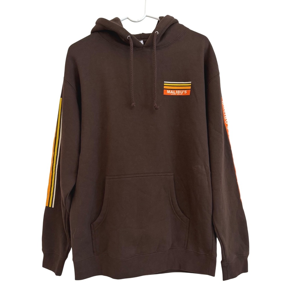 Malibu's Surf Shop Brown Hoodie NWOT M Independent Trading Co Retro Ocean City